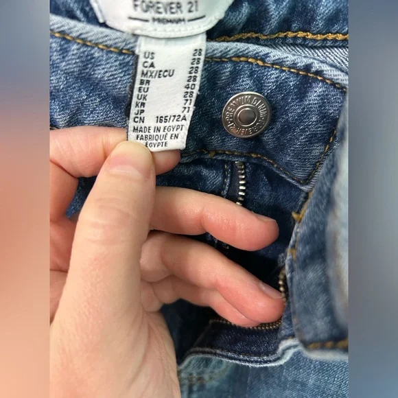 Forever 21 Blue Patchwork Wide-Leg Jeans - Picture 5 of 8